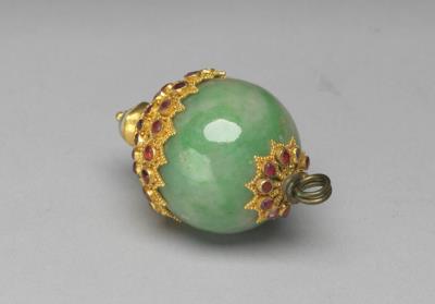 图片[2]-Jadeite button inlaid with gold and gems, Qing dynasty, 18th-19th c., work of the Muslim regions-China Archive